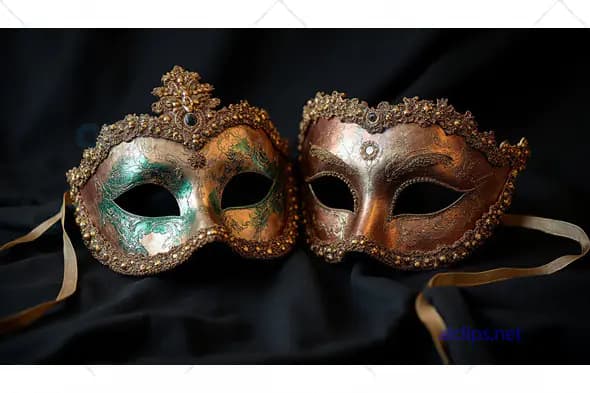 Antique Venetian Couple Masks