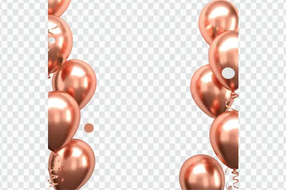 Shimmering Rose Gold Balloon Border Frame PNG