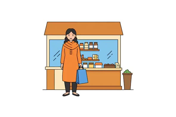 Local Kiosk Shopper Vector