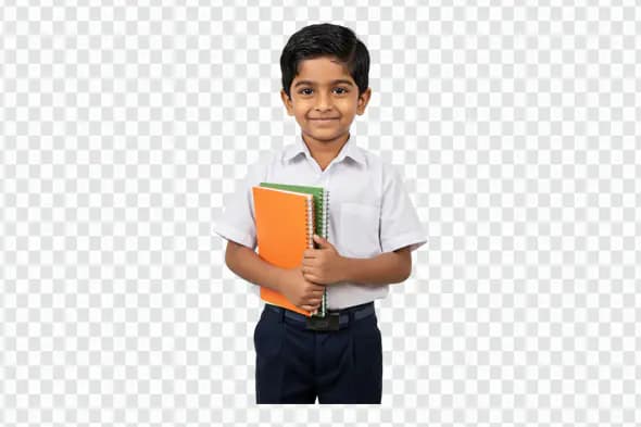 Smiling Indian Schoolboy Holding Notebooks PNG Clipart