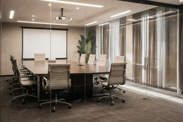 Modern Conference Room with Glass Walls