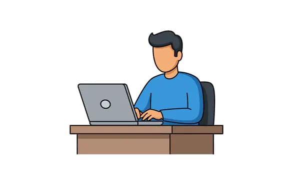 Office Worker at Laptop Vector