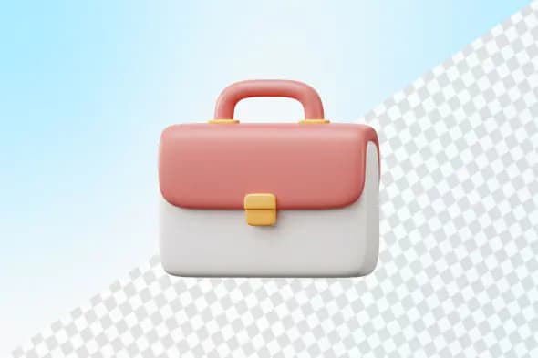 Pink and white 3D briefcase with yellow clasp