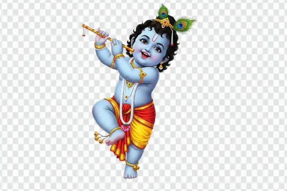 Cheerful Krishna Playing Flute Hindu Deity PNG