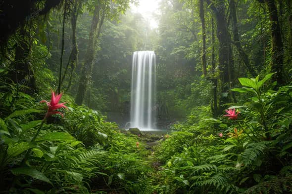 Secluded Rainforest Waterfall