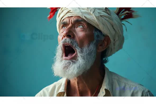 Surprised Elderly Man with Turban