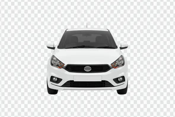 Sleek White Compact Car Front View PNG