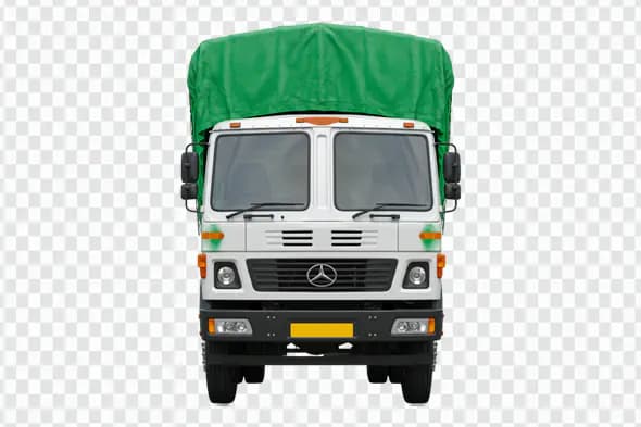 White Mercedes Truck Green Canopy PNG