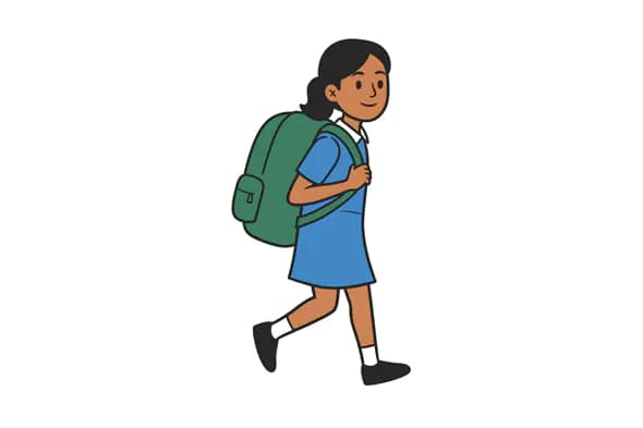 Schoolgirl Walking Vector