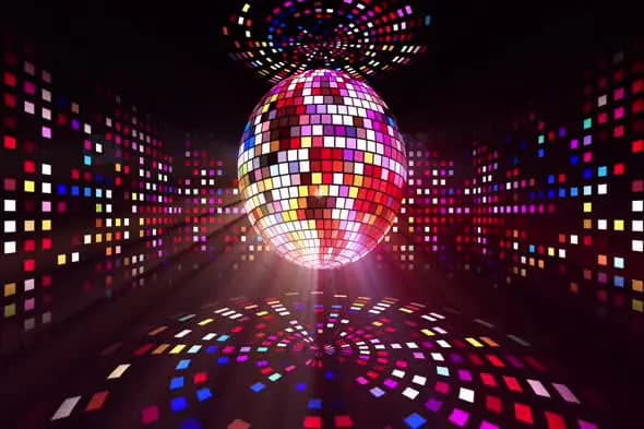 Vibrant Disco Ball with Reflective Dance Floor