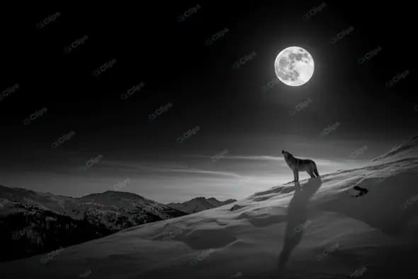 Moonlit Wolf Silhouette