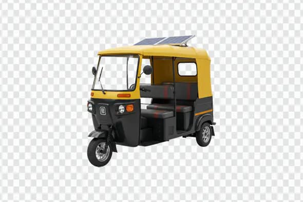 Solar-Powered Auto Rickshaw Yellow Black PNG Clipart