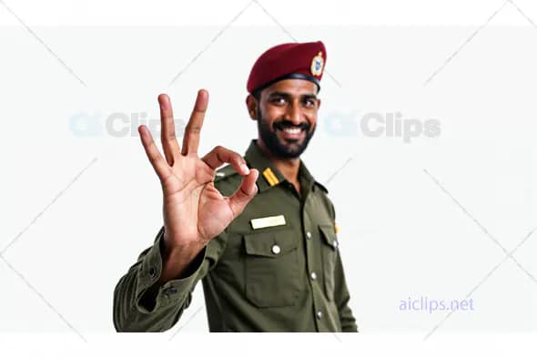 Indian Army Officer Giving Okay Sign