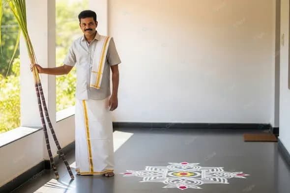 South Indian Man in Festive Traditional Attire