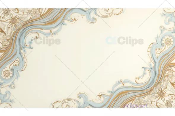 Elegant Floral Border Design with Soft Blue and Gold Accents