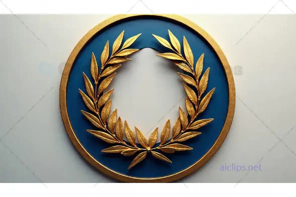 Golden Laurel Wreath on Blue Emblem
