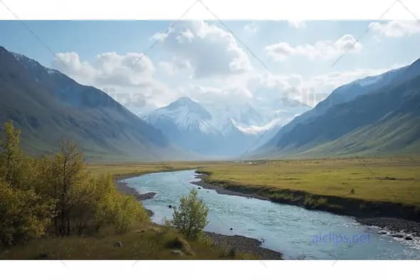 Mountain Valley River Landscape