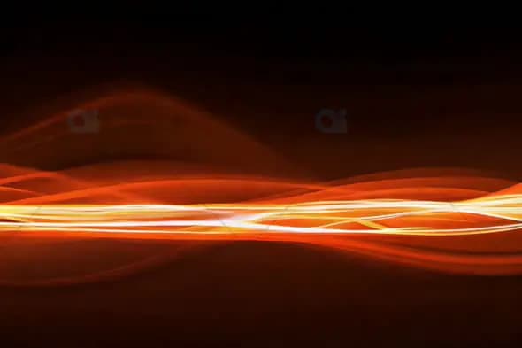 Abstract Flowing Orange Light Wave on Black Background