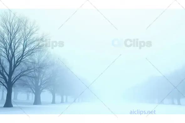 Misty Winter Tree Line in Foggy Landscape