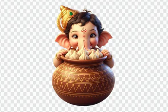 Cute Ganesha Eating Modaks PNG Clipart