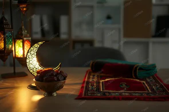 Iftar Table Setting with Prayer Rug