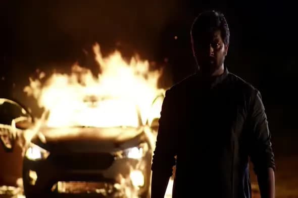 Dramatic Car Fire Silhouette