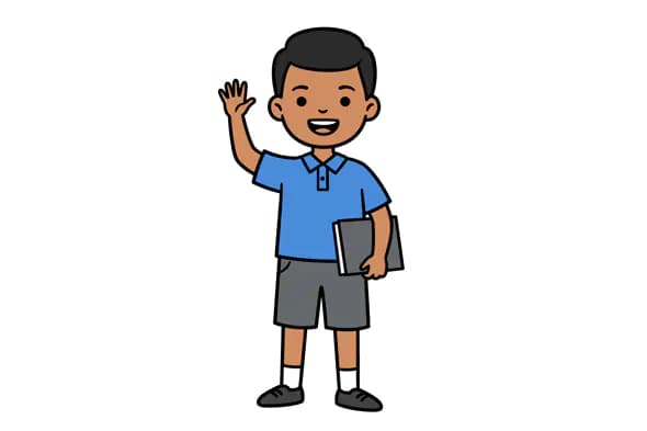 Waving Schoolboy Vector