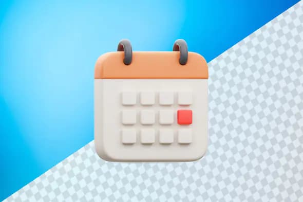 Stylized calendar icon with red marked date