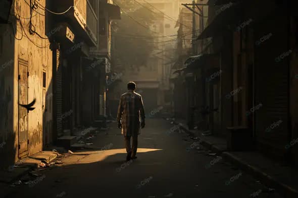 Solitary Dawn: Urban Alleyway Journey