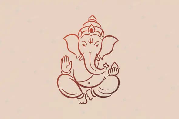 Minimalist Ganesha Outline on Blush Background