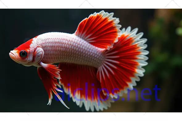 Red and White Betta Fish Close-Up