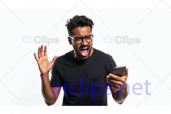Angry Man Reacting to Smartphone