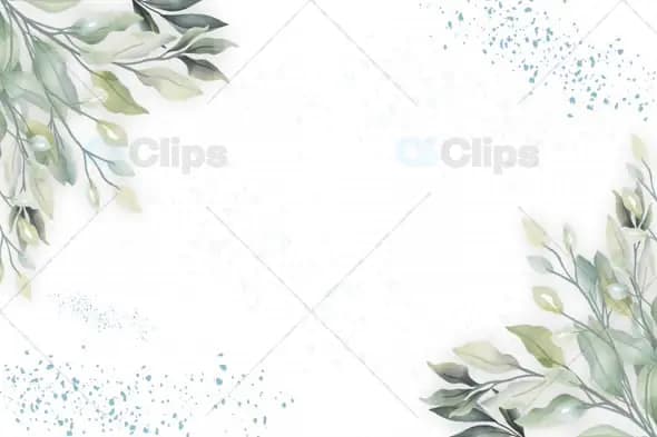 Pastel Watercolor Leaf Frame Background
