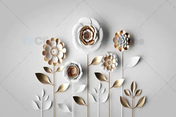 3D Paper Flower Design with Gold Accents