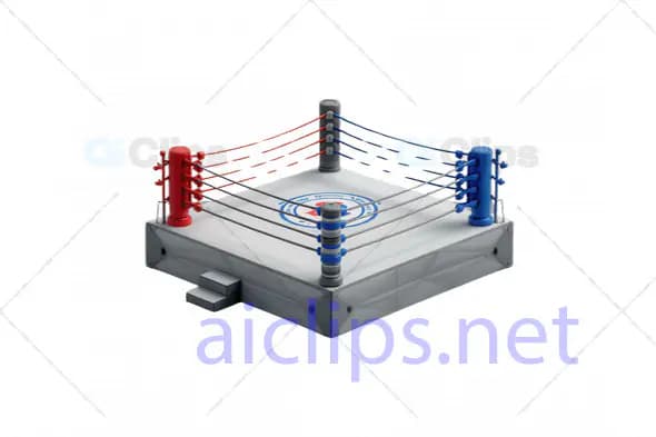 High-Quality 3D Boxing Ring with Red and Blue Corner Posts
