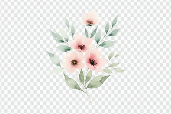 Delicate Watercolor Peach Blossoms Arrangement PNG Clipart