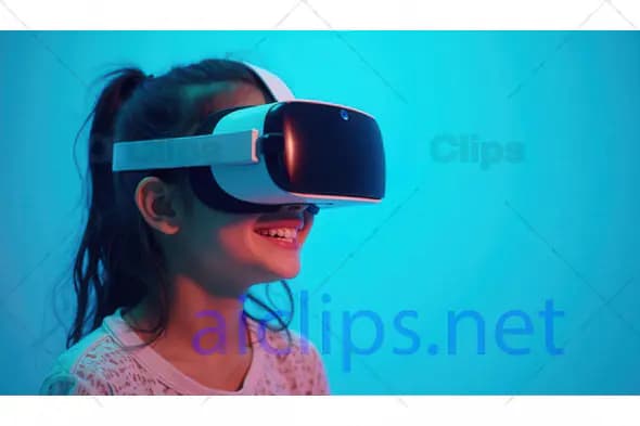 Smiling Girl in VR Headset