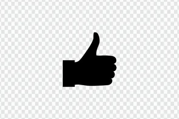 Solid Black Thumbs Up Social Media Icon PNG