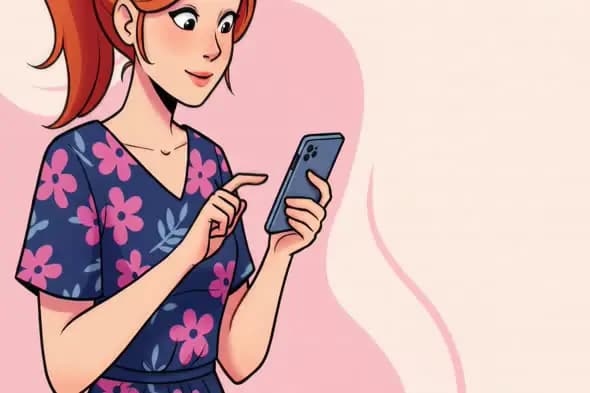 Animated Woman Engaging with Smartphone