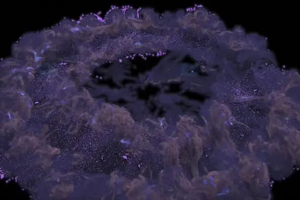Expanding Purple Smoke Ring with Particle Effects