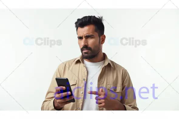 Man Looking Confused at Smartphone