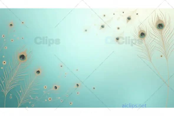 Elegant Peacock Feather Arrangement on Turquoise Gradient Background