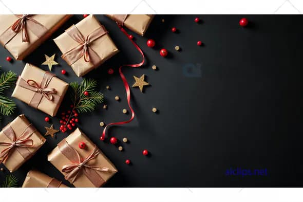 Christmas Gift Boxes on Black Background