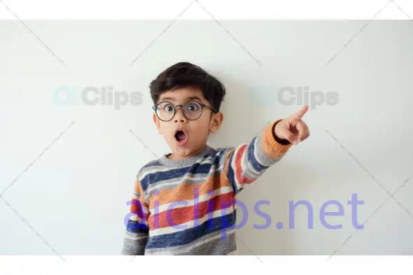 Excited Boy Pointing Ahead
