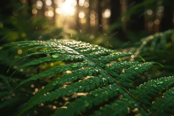 Dewy Fern Fronds at Dawn