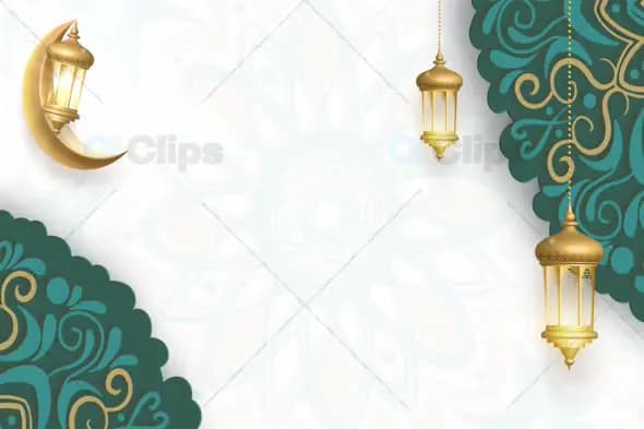Elegant Islamic Lanterns and Crescent Moon Background