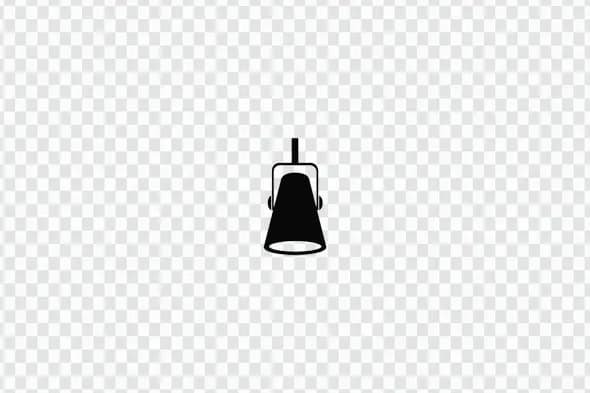 Minimalist Black Hanging Spotlight Icon PNG for Designs