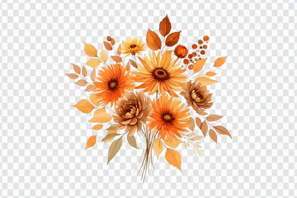 Autumn Sunflower Bouquet Watercolor PNG Clipart