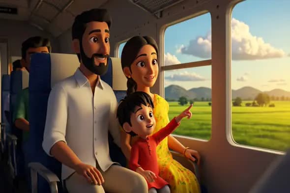 Heartwarming Animated Family Train Journey