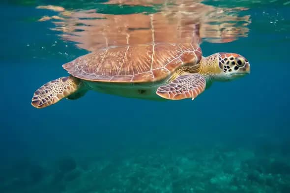 Serene Sea Turtle Gliding Underwater